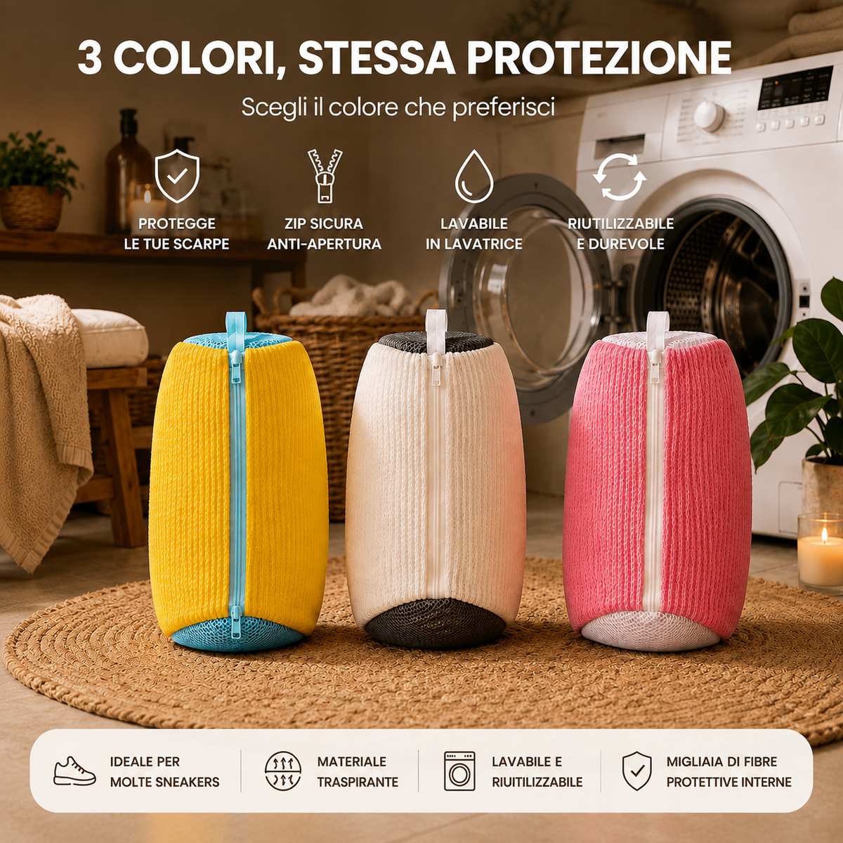 Chaque détail de SneakerSafe™ est conçu pour rendre le lavage plus facile et plus doux.